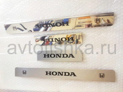 Honda Civic накладки на пороги дверных проемов, из нержавеющей стали с надписью Honda, комплект 4 шт.