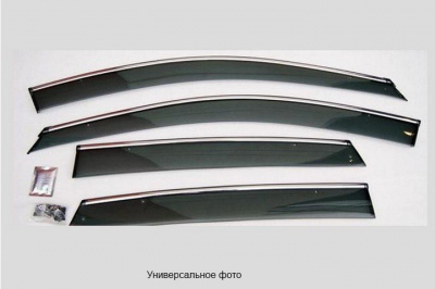 Nissan Tiida (15–) Дефлекторы боковых окон с хромированным молдингом, OEM стиль, хэтчбек